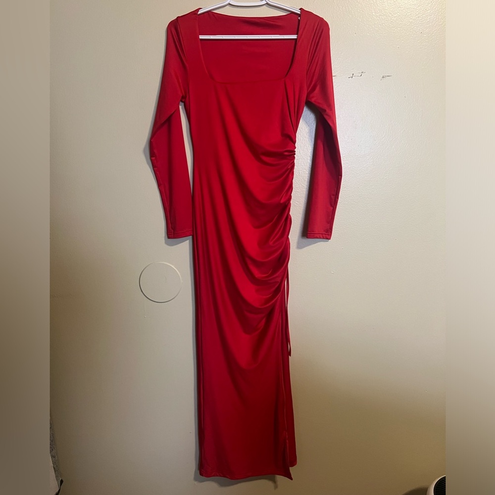 Red bodycon maxi dress